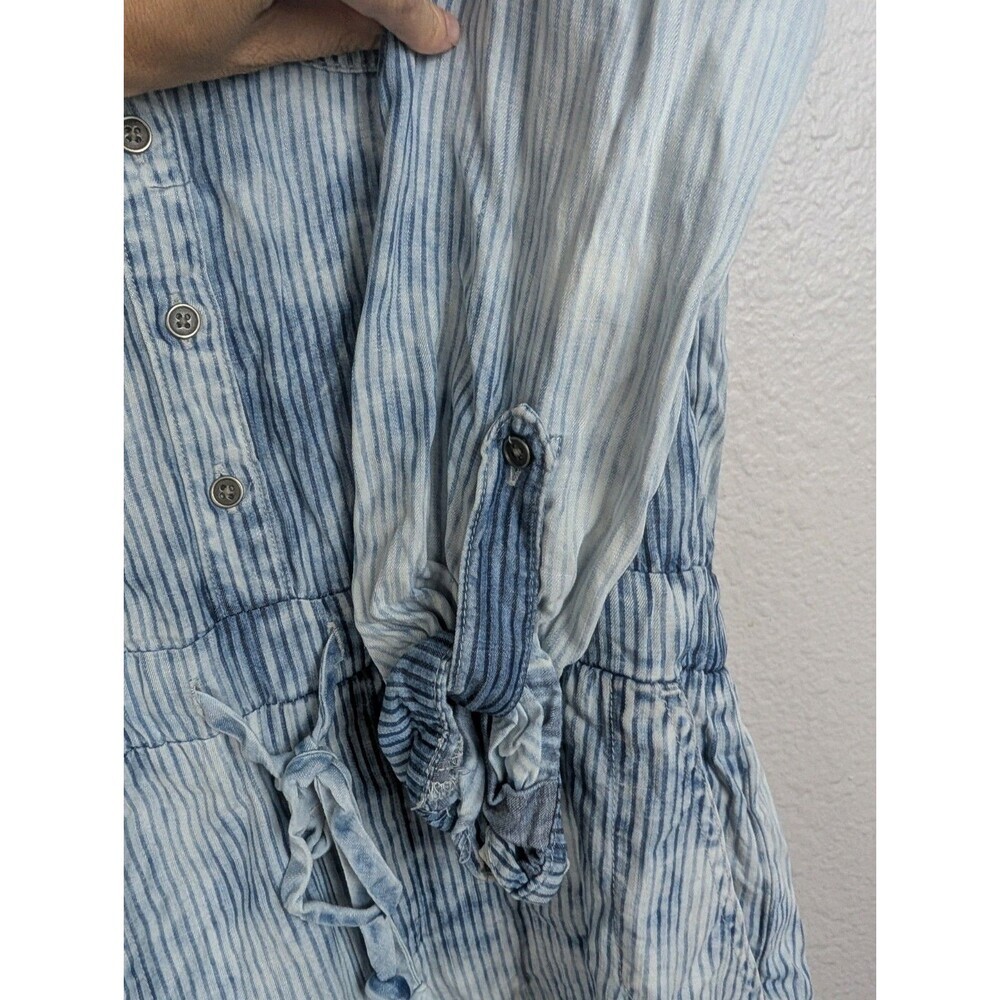 Cloth & Stone Blue Stripes LONG SLEEVE ROMPER SHORTS Women's Size‎ S Boho 200 - Picture 6 of 8